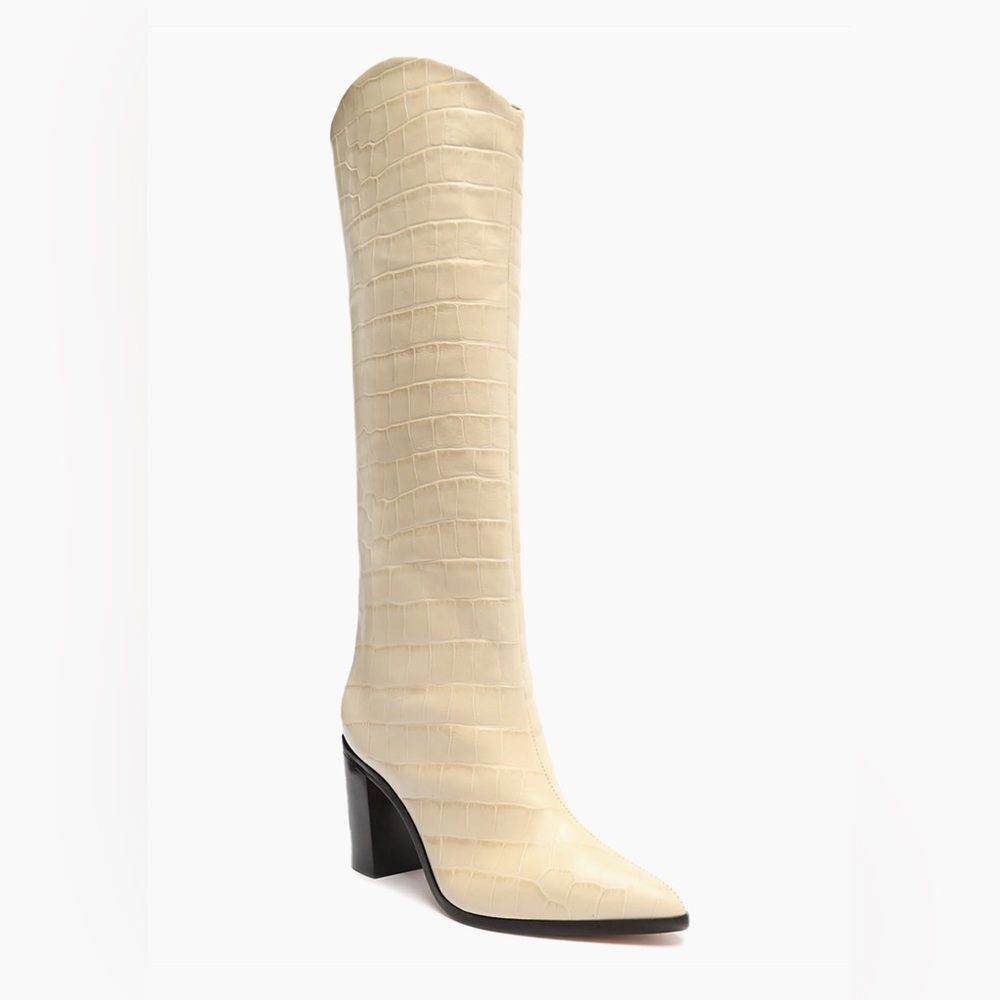 Schutz Maryana Croc-Embossed Leather Boots